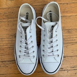 White Leather Platform Converse